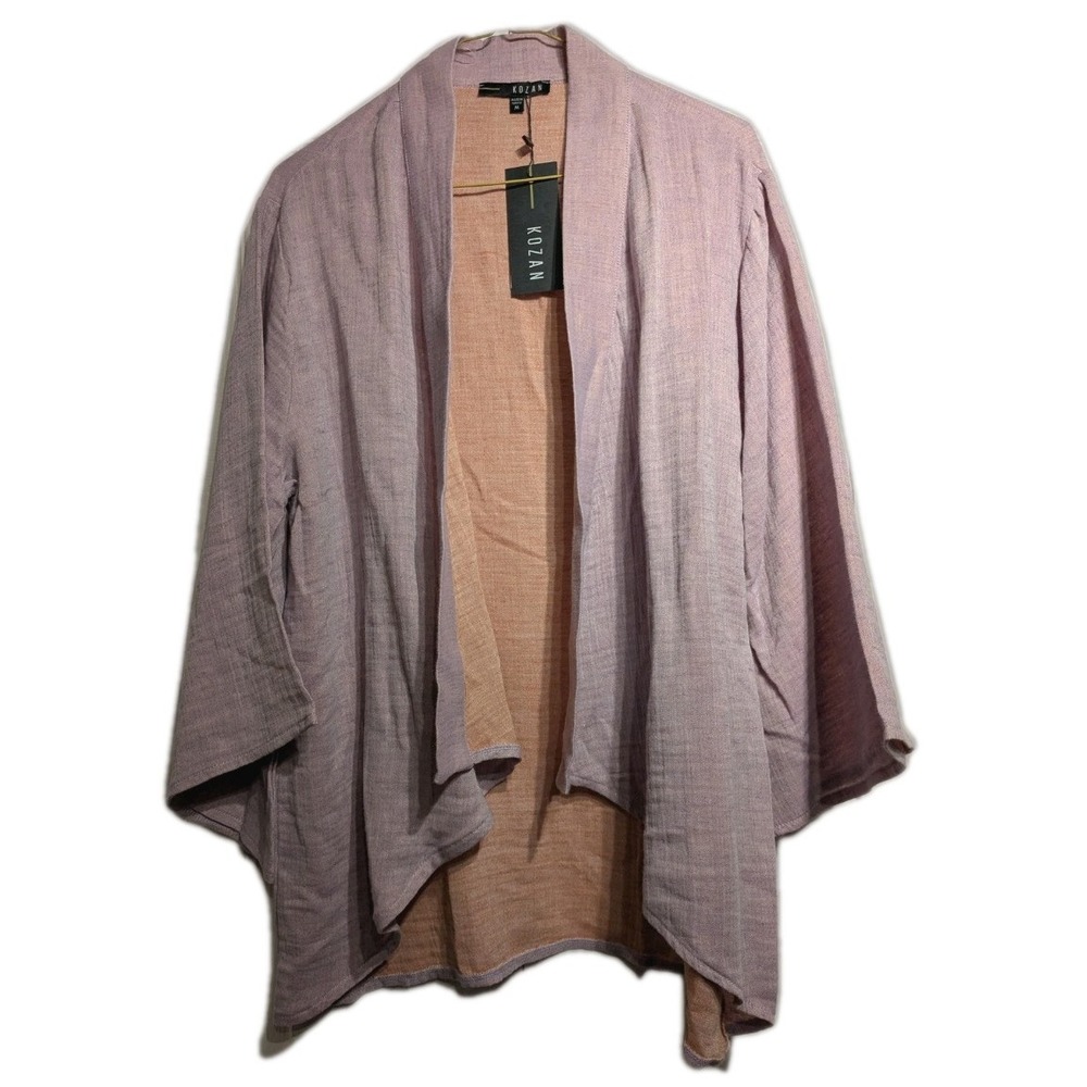 Kozan Kimono Cardigan Women M Lilac Linen Blend Open Flare Sleeve NWT